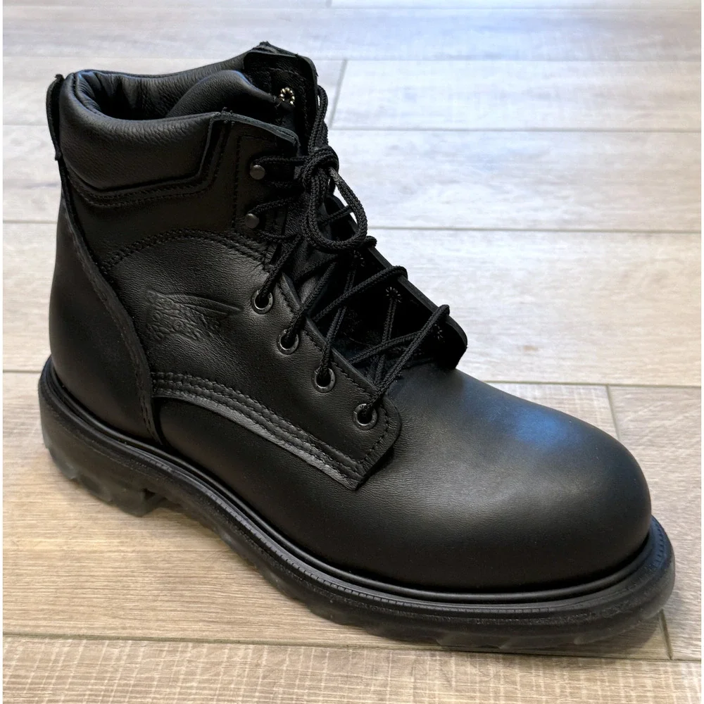 RED WING 607 BLACK 6-INCH SOFT TOE SLIP RESISTANT SUPER SOLE 2.0 WORK BOOTS 10